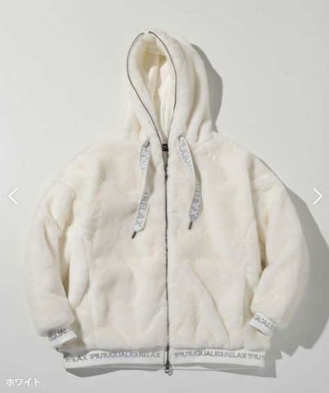ラインストーンロゴファーブルゾン  | ブルゾン パーカー | ホワイト | メンズ