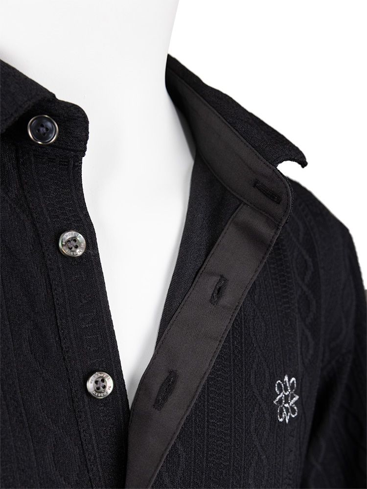 縄柄リンクス半袖シャツ (MENS) | ポロシャツ | ブラック | メンズ | ゴルフウェア