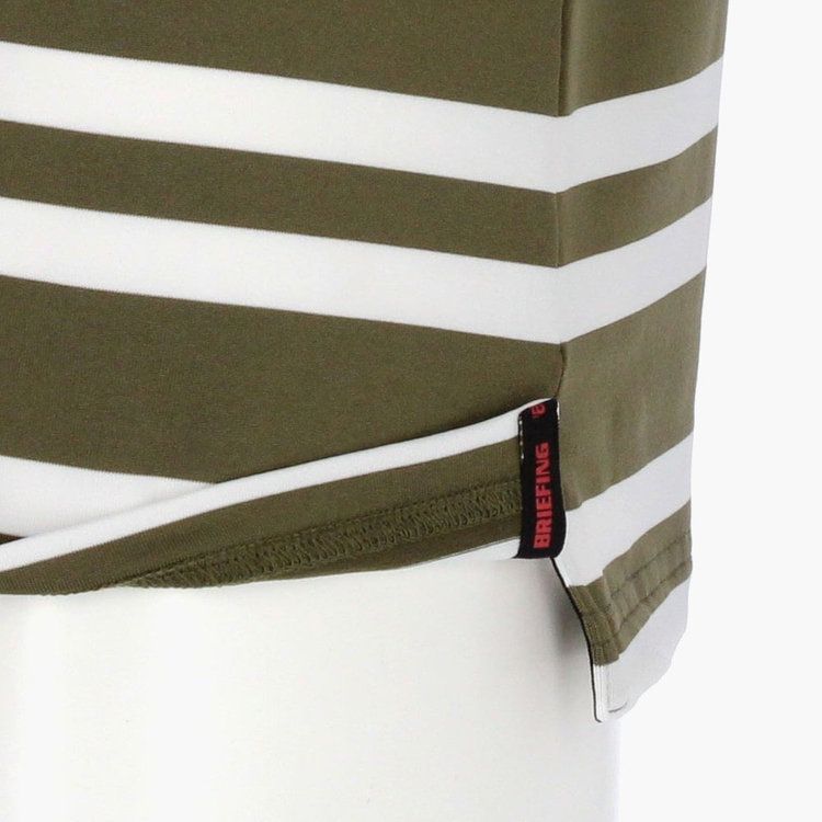 MENS STRIPE HIGH NECK | メンズ ストライプ ハイネック | モックネック Tシャツ ゴルフウェア | OLIVE オリーブ