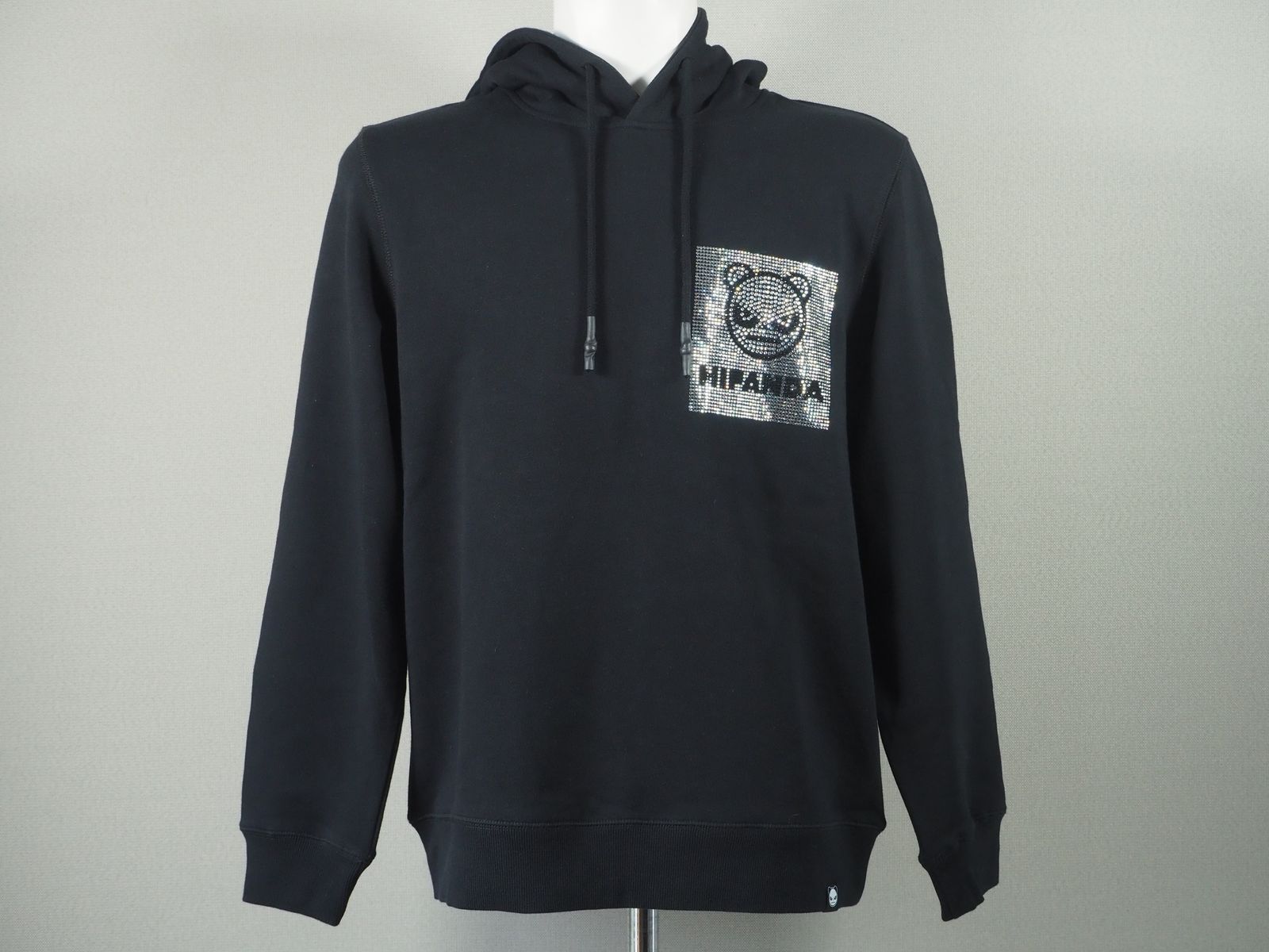 MEN'S RHINESTONE HOODIE SWEAT SHIRT | パーカー | フーディー | ブラック | メンズ - S - BLACK