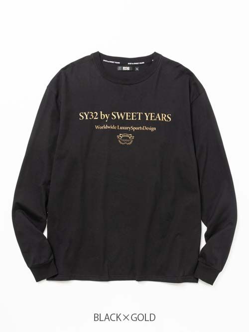 SANS SERIF LOGO L/S TEE | Tシャツ | ブラック×ゴールド | メンズ | ゴルフウェア