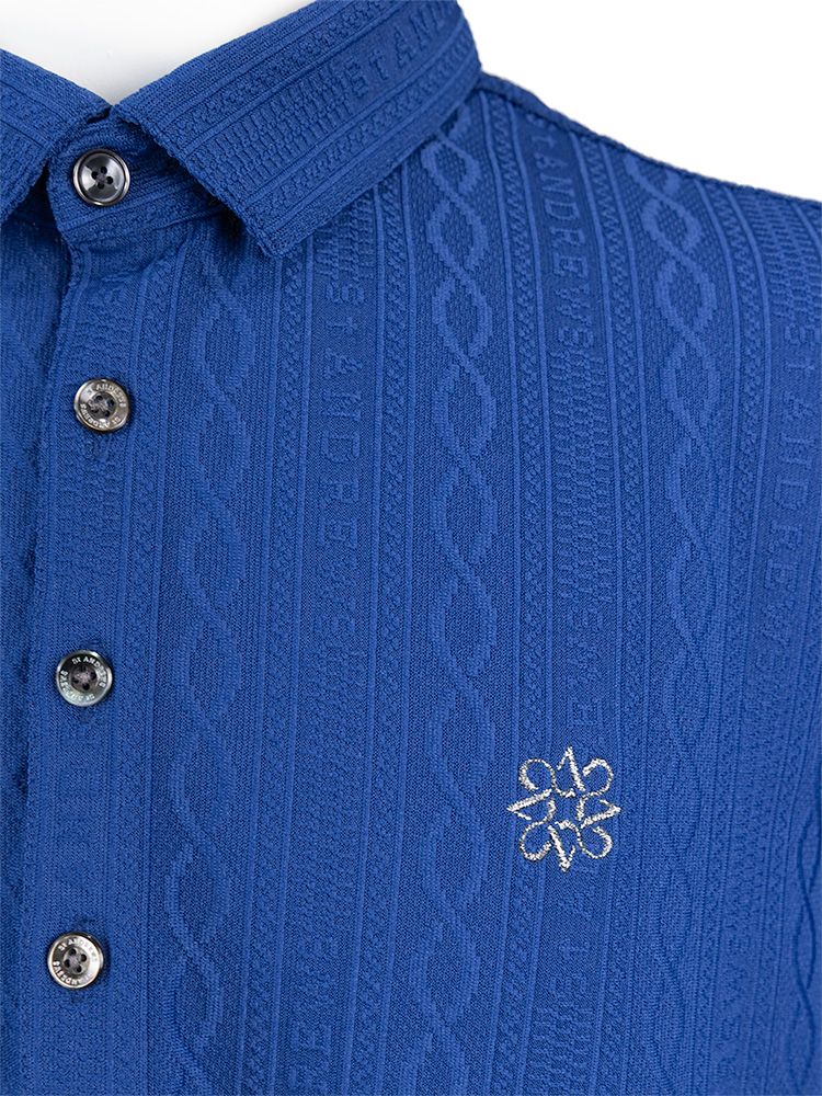 縄柄リンクス半袖シャツ (MENS) | ポロシャツ | ブルー | メンズ | ゴルフウェア