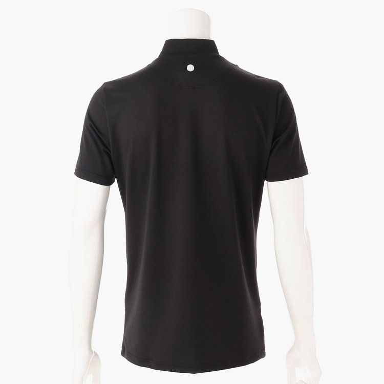 MENS SIDE LOGO LINE HIGH NECK | メンズ サイドロゴライン ハイネック | モックネック Tシャツ ゴルフウェア | BLACK ブラック