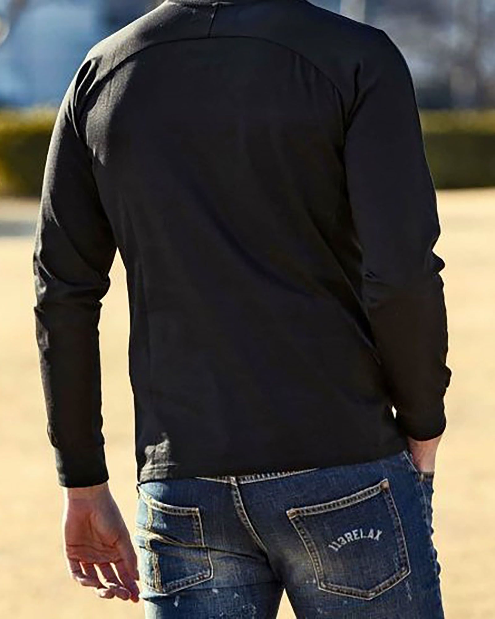 ボアロゴ刺繍ロングTシャツ | ブラック | メンズ