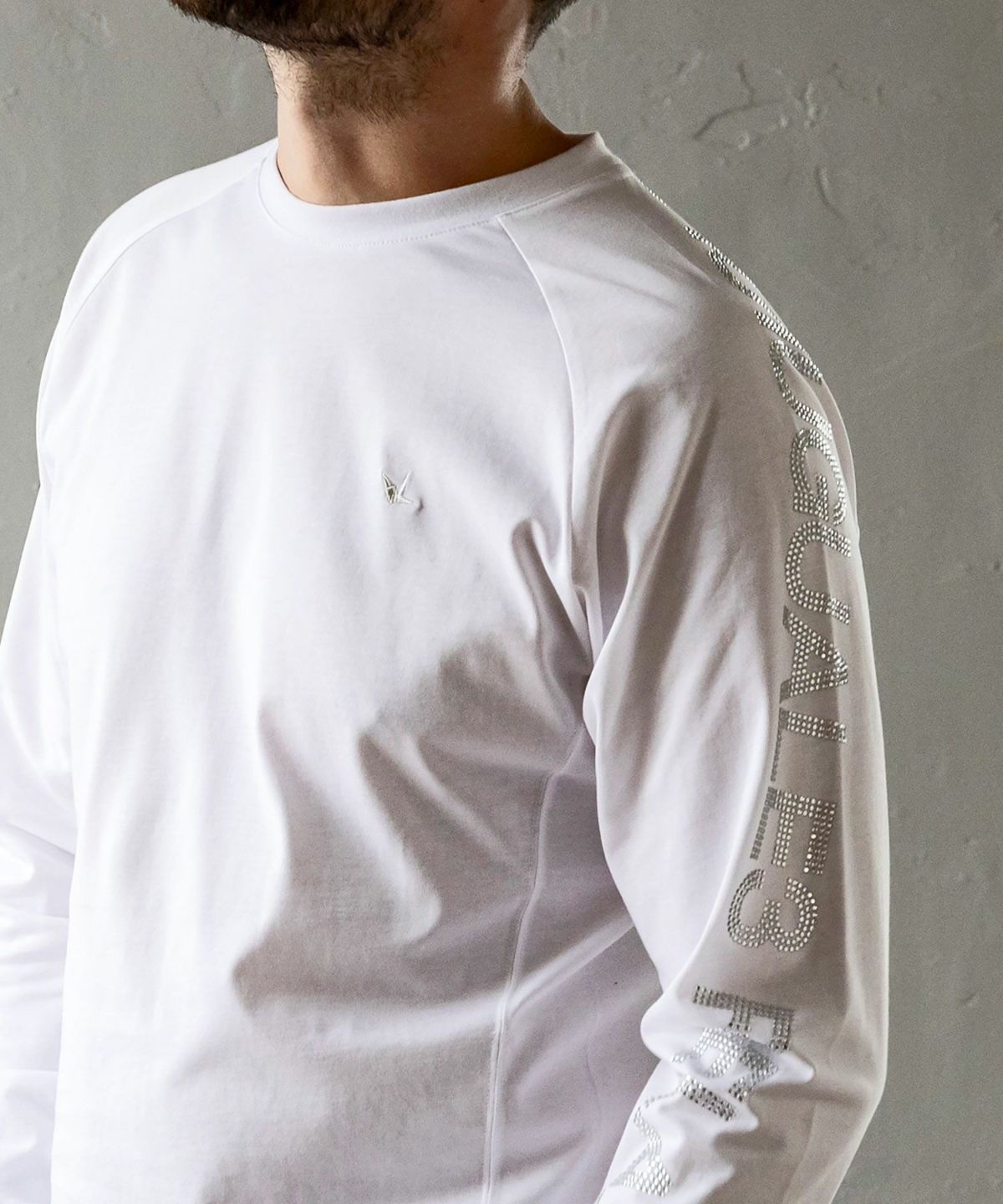 ラインストーンロゴロングT | Tシャツ | ホワイト | メンズ