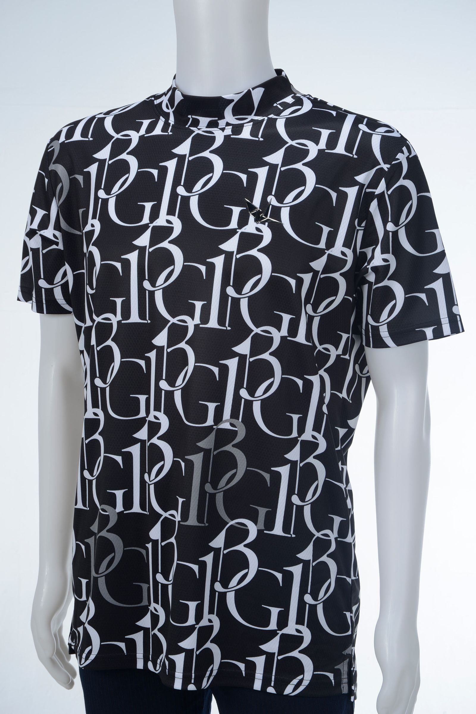 S/S MOCK NECK 113G MIX LOGO | モックネック | ブラック | メンズ | ゴルフウェア