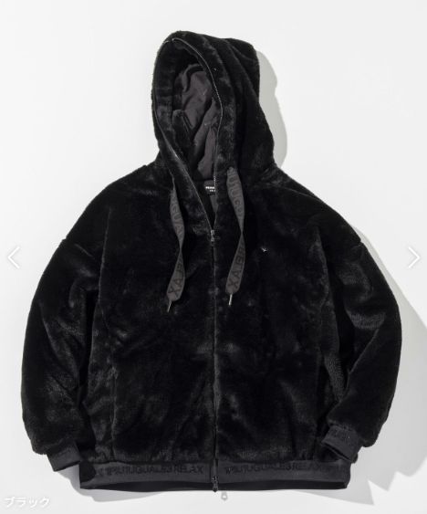 ラインストーンロゴファーブルゾン  | ブルゾン パーカー | ブラック | メンズ