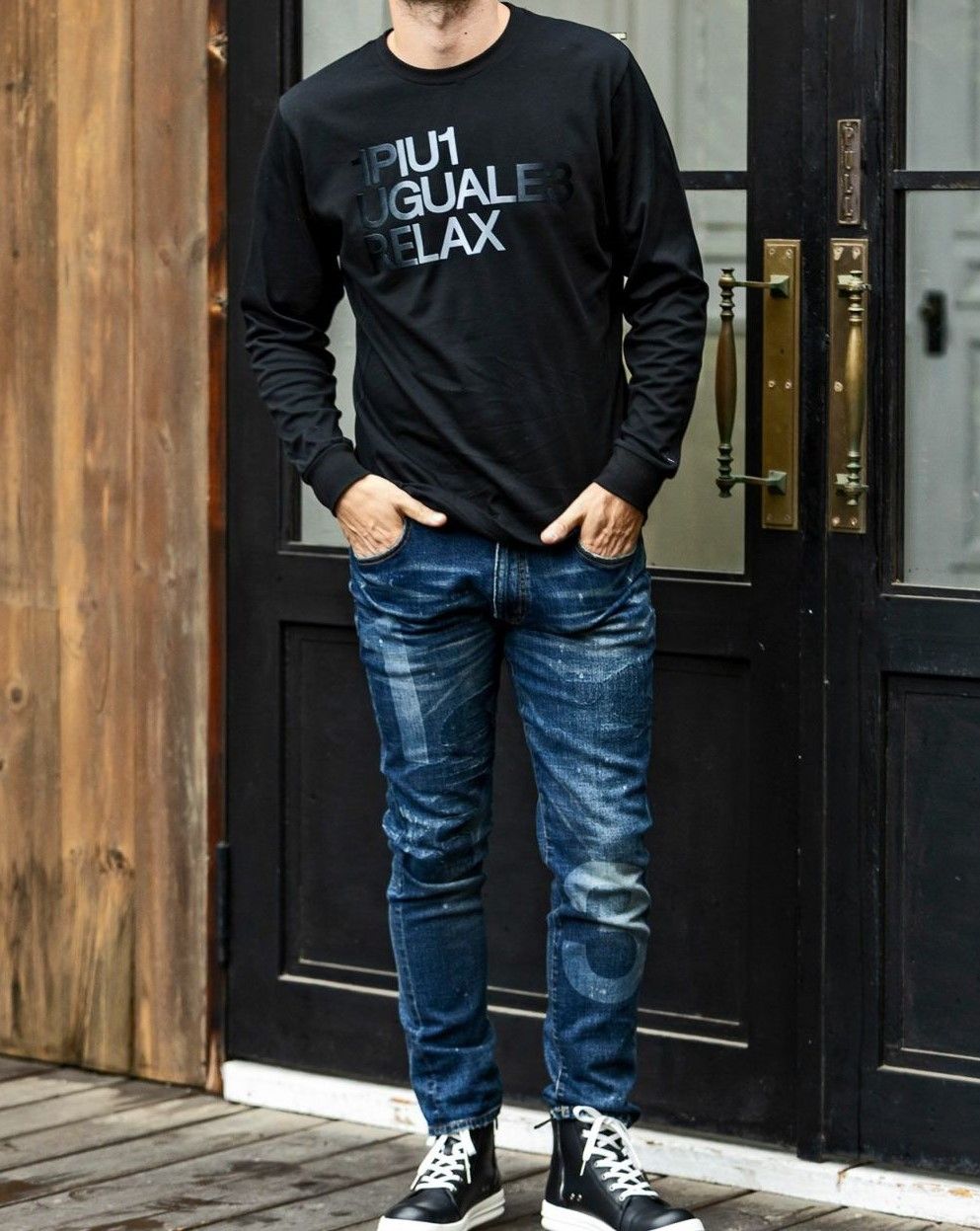 グラデーションフロッキーロゴロングT | Tシャツ | ブラック | メンズ