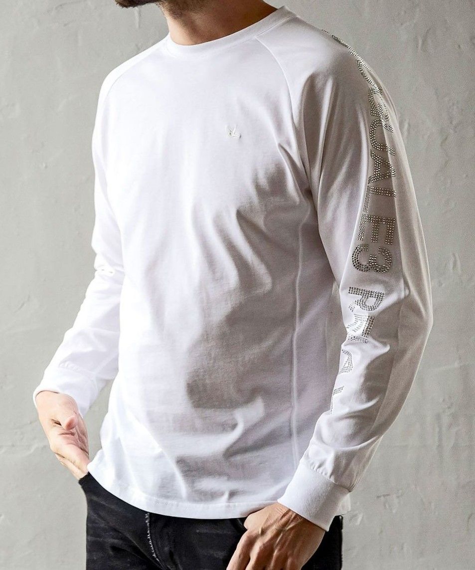 ラインストーンロゴロングT | Tシャツ | ホワイト | メンズ