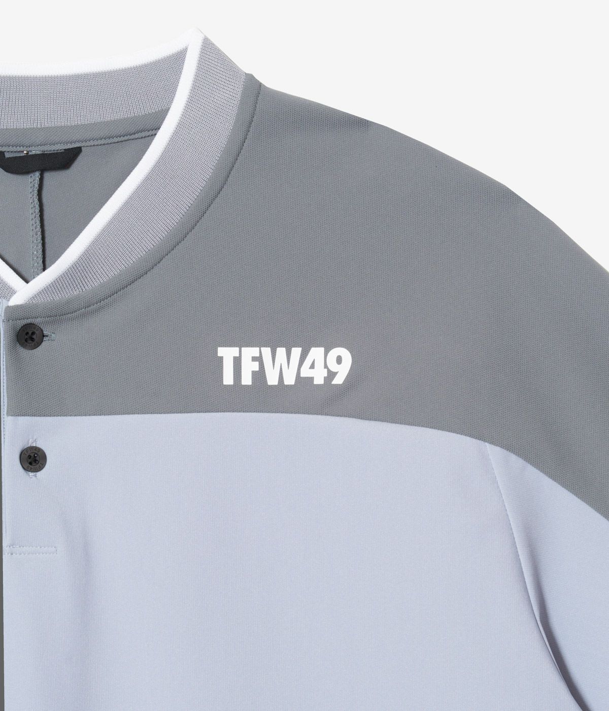 SIDE MESH COLLARLESS POLO | ポロシャツ | ブルーグレー×チャコール | メンズ | ゴルフウェア