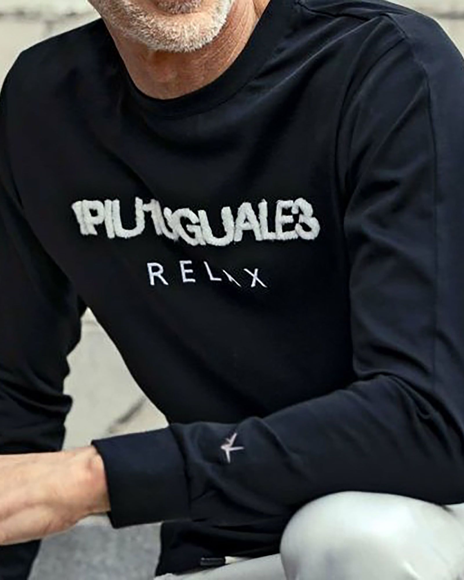 ボアロゴ刺繍ロングTシャツ | ブラック | メンズ