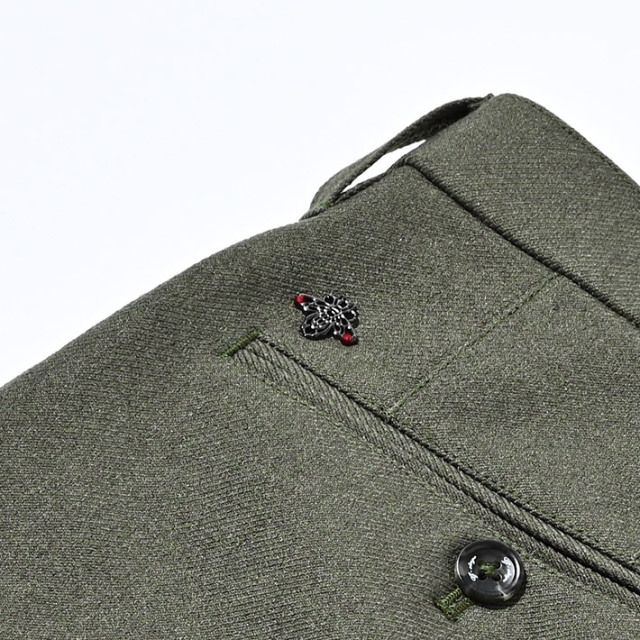 ウールライク カルゼ ストレッチ 美脚パンツ ウォッシャブル | カーキ | メンズ