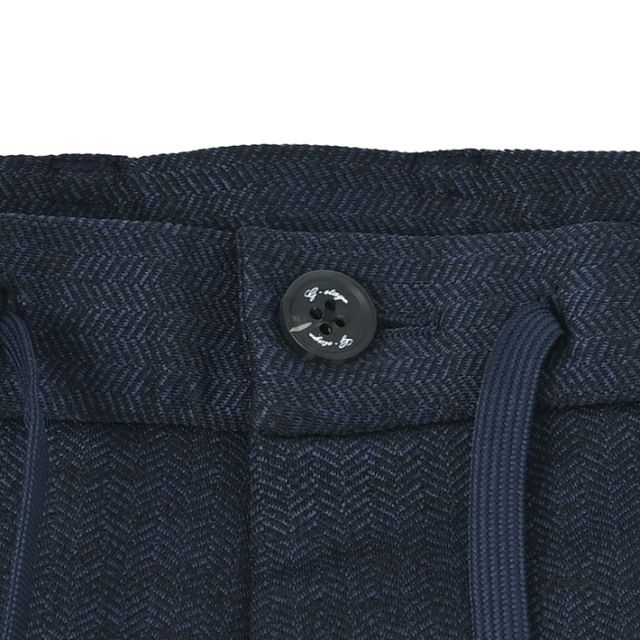 へリンボーン ジャガード ジャージ スラックス ストレッチ パンツ テーパード | ネイビー | メンズ