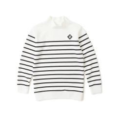 BORDER L/S MOCK | モックネックシャツ | ホワイト | レディース | ゴルフウェア