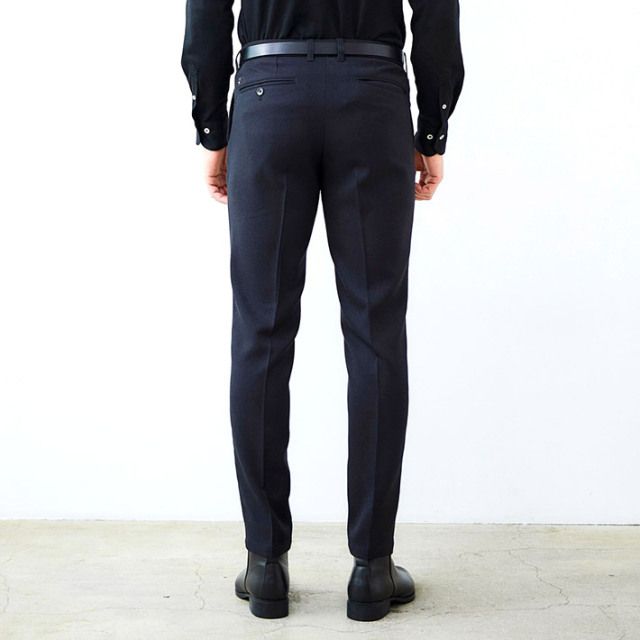 ウールライク カルゼ ストレッチ 美脚パンツ ウォッシャブル | ブラック | メンズ