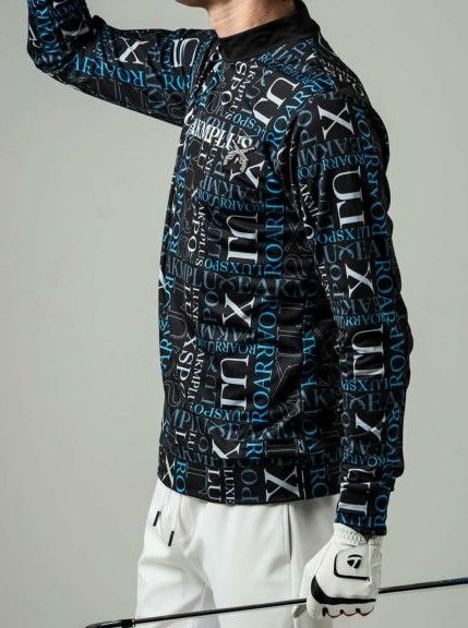 総柄ロゴモックネックTシャツ | モックネック | ブラック | メンズ | ゴルフウェア