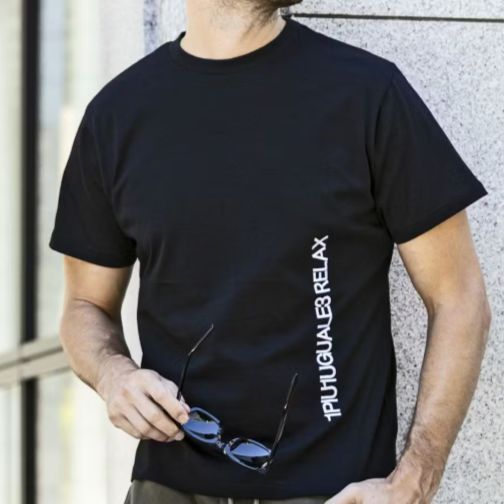 バーチカルエンブロイディー半袖Tシャツ | Tシャツ | ブラック | メンズ