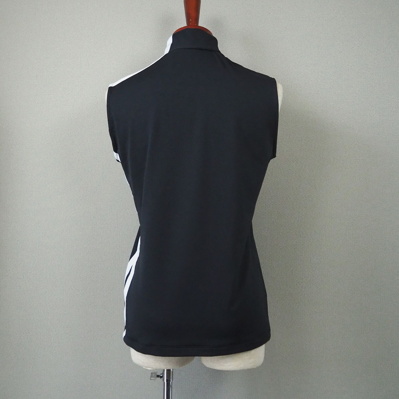 サイドラインハイネック | モックネック ノースリーブ Tシャツ | レディース ゴルフウェア | BLACK ブラック (019)