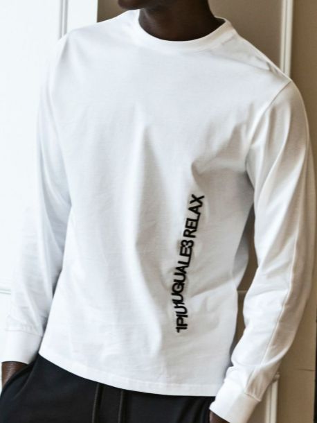 バーチカルエンブロイディーロングTシャツ | Tシャツ | ホワイト | メンズ