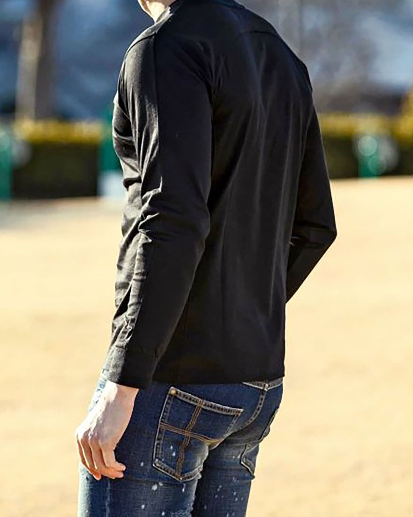ボアロゴ刺繍ロングTシャツ | ブラック | メンズ
