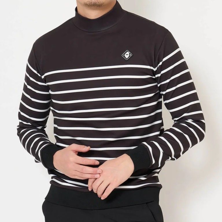 BORDER L/S MOCK | モックネックTシャツ | ブラック | メンズ | ゴルフウェア