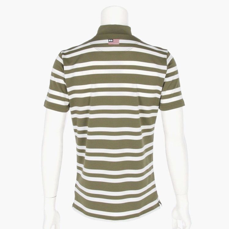 MENS STRIPE HIGH NECK | メンズ ストライプ ハイネック | モックネック Tシャツ ゴルフウェア | OLIVE オリーブ