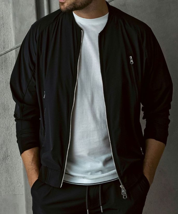 接触冷感グレンチェックナイロンブルゾン | ブラック | メンズ