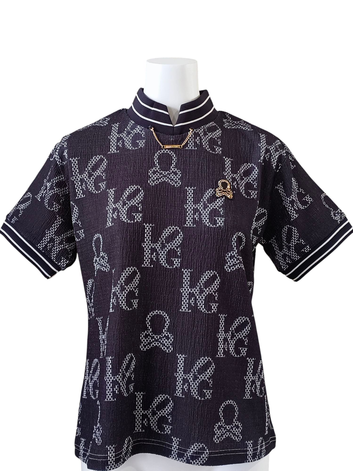Ever Monogram Mock Neck Tee | モックネックシャツ | ブラック | レディース | ゴルフウェア |