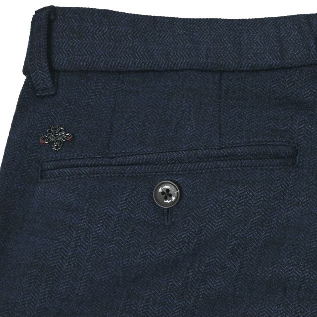 へリンボーン ジャガード ジャージ スラックス ストレッチ パンツ テーパード | ネイビー | メンズ