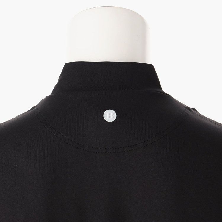 MENS SIDE LOGO LINE HIGH NECK | メンズ サイドロゴライン ハイネック | モックネック Tシャツ ゴルフウェア | BLACK ブラック