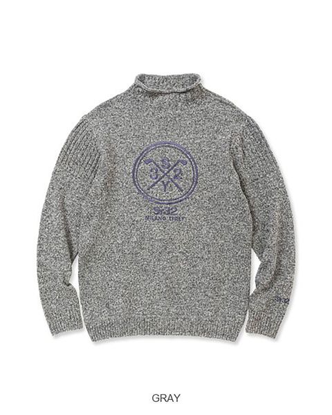 HIGH NECK BIG EMB SWEATER | セーター | グレー | メンズ | ゴルフウェア