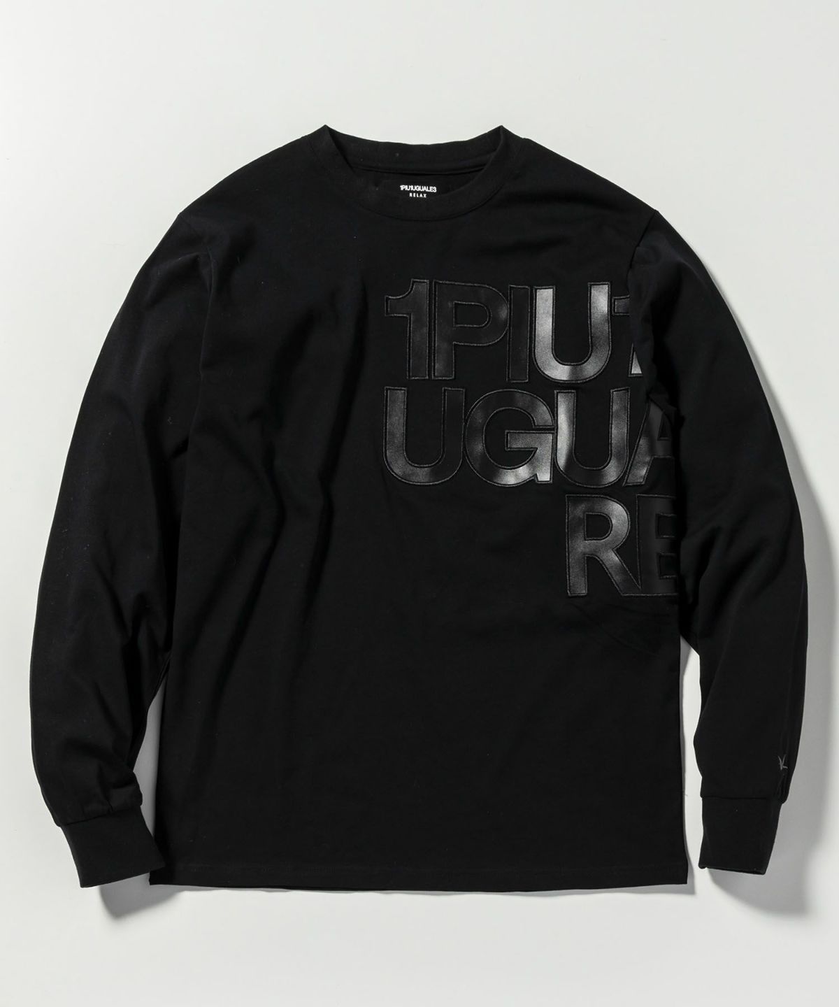 【1PIU1UGUALE3 RELAX】フェイクレザーロゴロングTシャツ 1PIU1UGUALE3 RELAX - フェイクレザーロゴロングT | Tシャツ