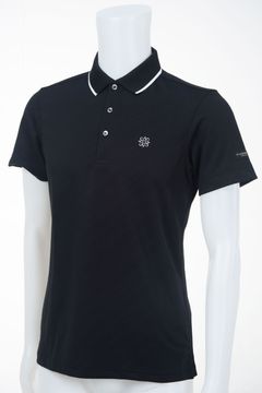 バイアスストライプジャガード 衿ライン ポロシャツ (MENS) | 半袖 メンズ ゴルフウェア | BLACK ブラック (010)