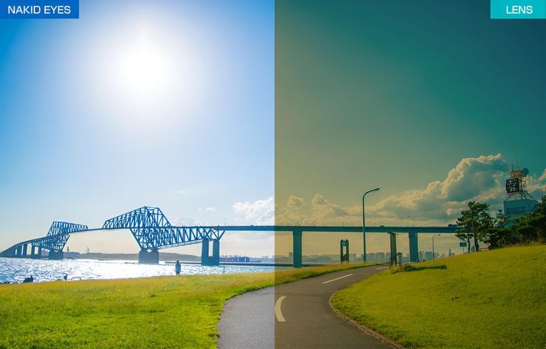 上下左右に広大な面積が特長のCYMTレンズ。ビッグレンズがレンズ横からの風の巻き込みを防ぎ、スポーツに集中左折視界を保ちます。青から紫へのグラデーションがかったミラーコートが、余分なギラツキを抑えるとともに、裏面には反射防止コートが写り込みを防止してチラつきを抑えます
可視光線透過率14%とよく晴れた日に活躍するレンズ。目に有害とされる紫外線を99%以上カット。大切な目を紫外線から保護します