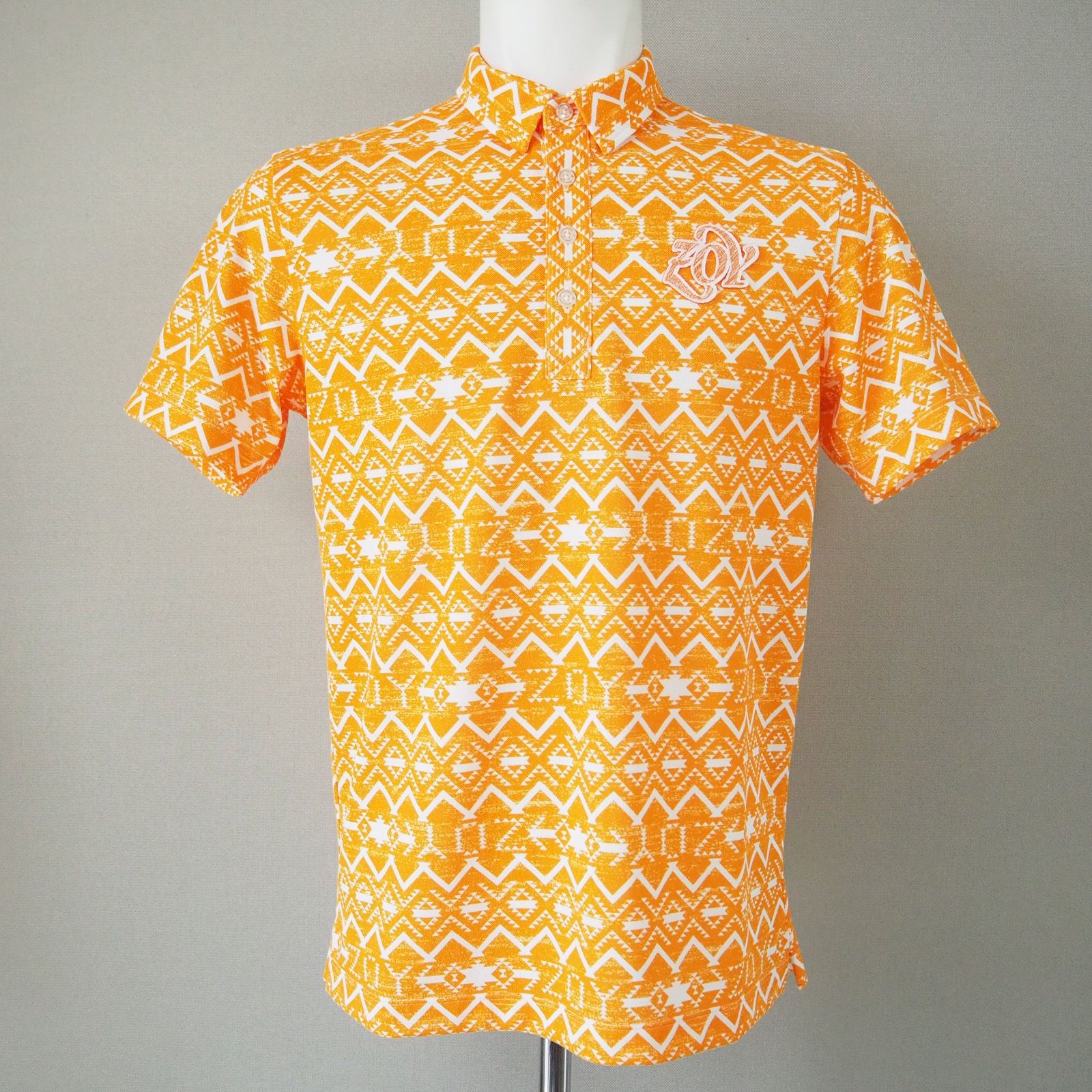 ZOY - NATIVEプリント 半袖 ポロシャツ | オレンジ | メンズ | ゴルフ