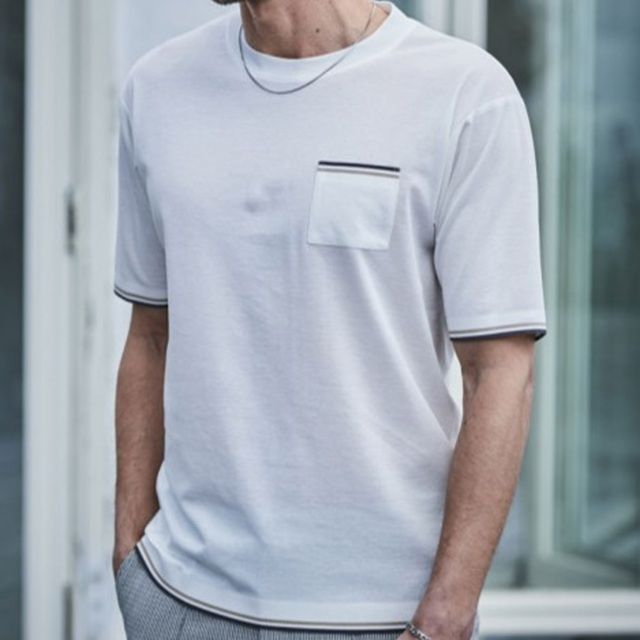 リブスタート ライン 半袖 Tシャツ | ホワイト | メンズ