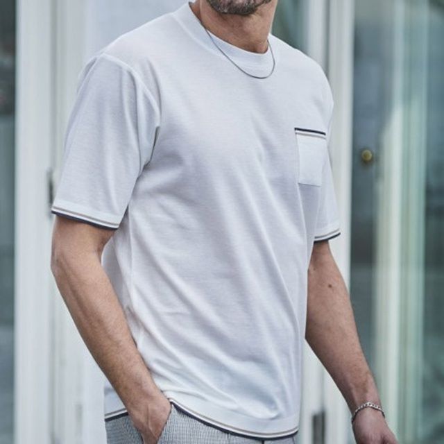 リブスタート ライン 半袖 Tシャツ | ホワイト | メンズ