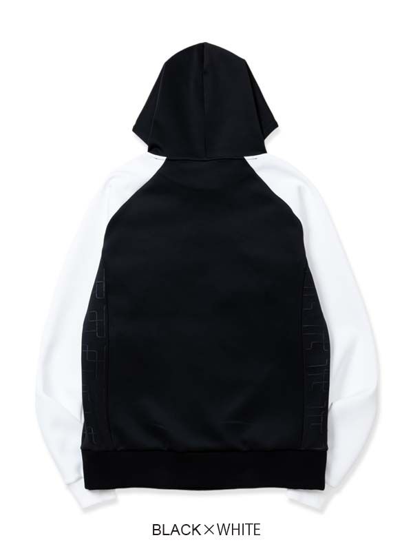 DOUBLE KNIT EMBOSS GEOMETRY P/O HOODIE | パーカー | ブラック×ホワイト | メンズ