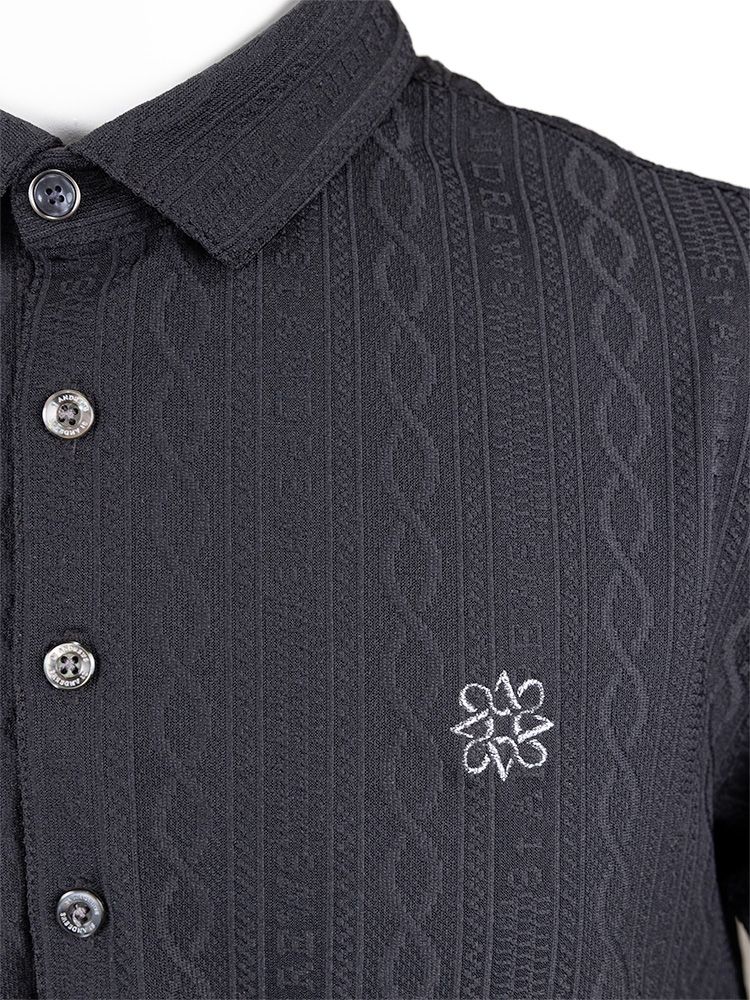 縄柄リンクス半袖シャツ (MENS) | ポロシャツ | ブラック | メンズ | ゴルフウェア