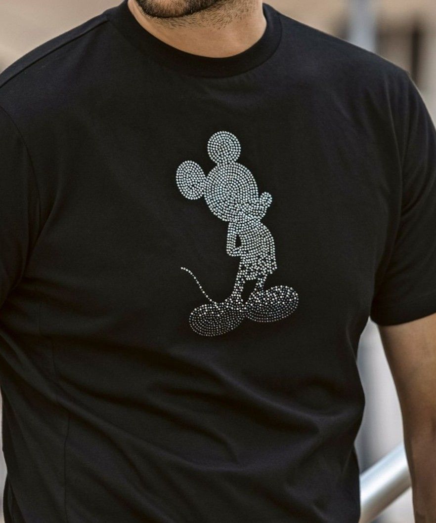 【ミッキーマウス】グラデーションラインストーン半袖Tシャツ  | Tシャツ | ブラック | メンズ |