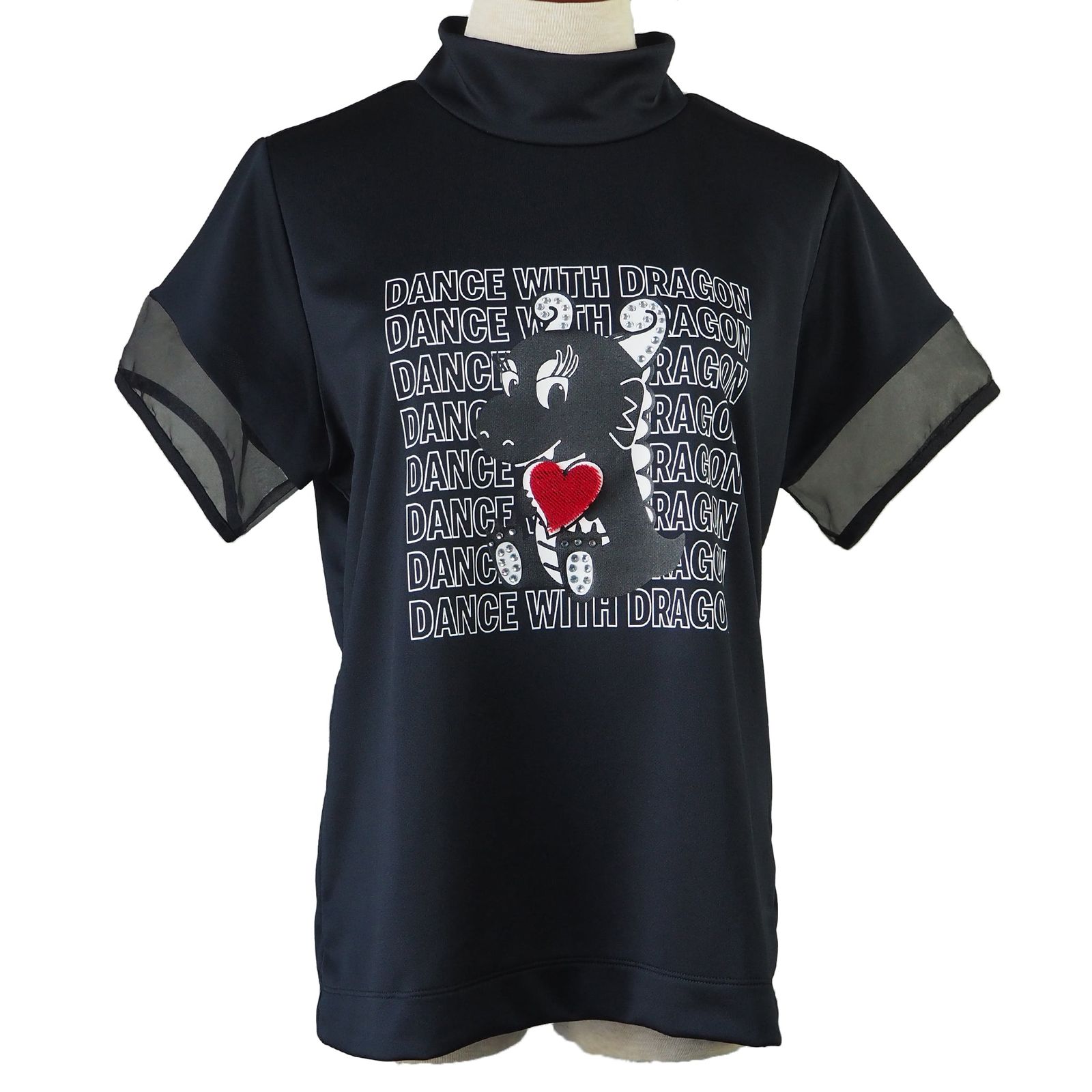 チビドラ 半袖 ハイネック | モックネック Tシャツ | レディース ゴルフウェア | BLACK ブラック (019)