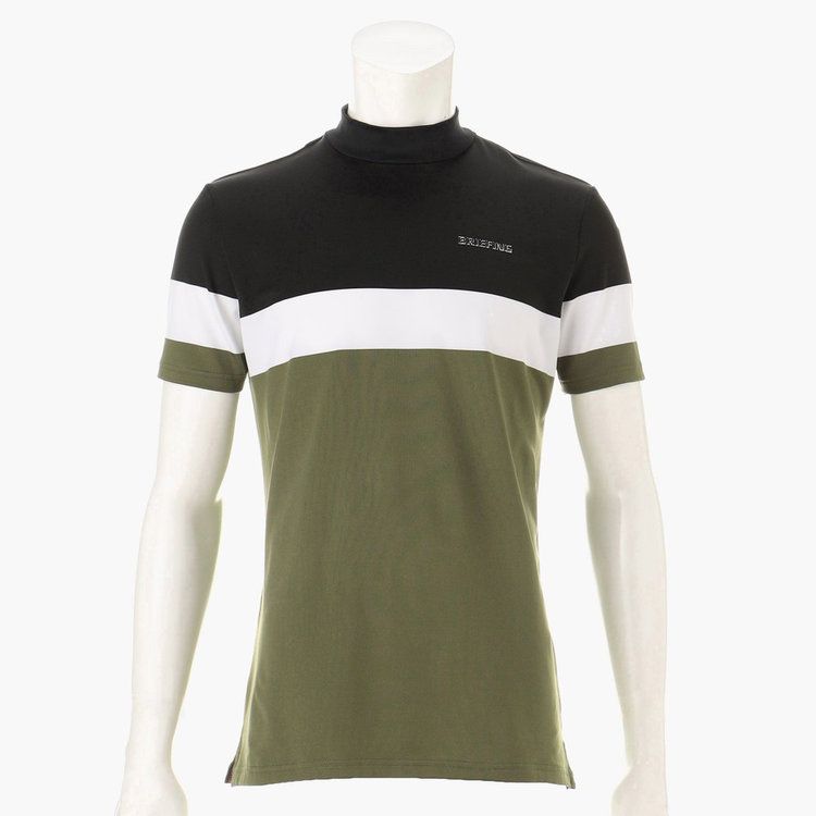 BRIEFING GOLF - MENS PANEL STRIPE HIGH NECK | メンズ パネル