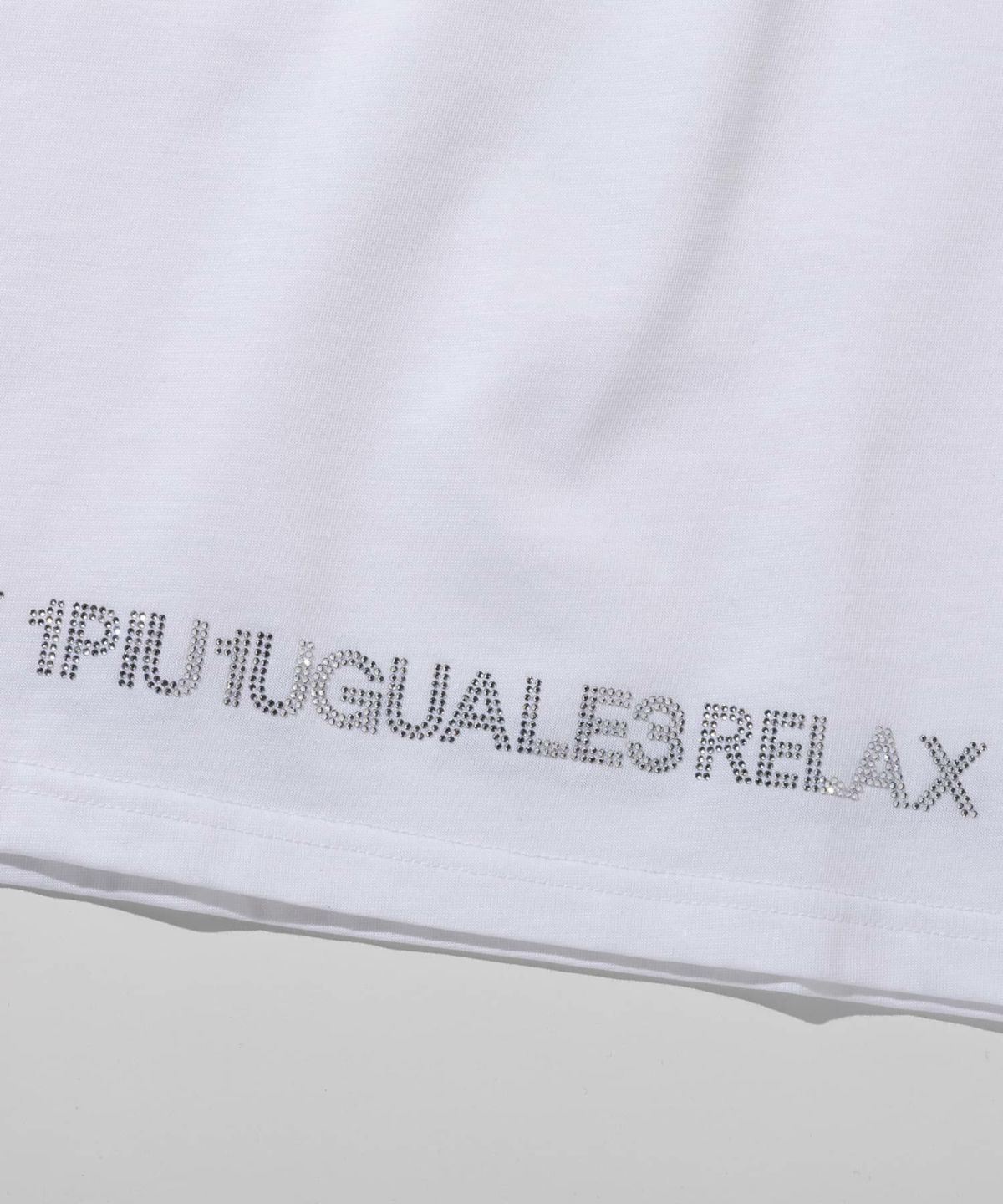 ラインストーンヘムシルケットロングTシャツ | Tシャツ | ホワイト | メンズ