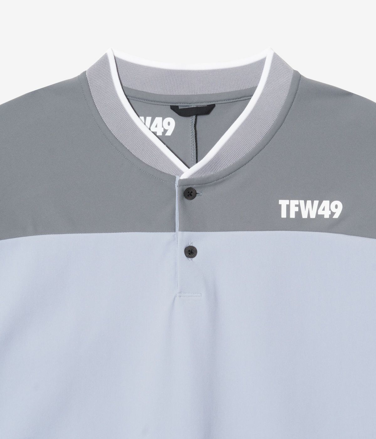 TFW49 ポロシャツ Mサイズ 青っぽいグレー TFW49 - SIDE MESH COLLARLESS POLO | ポロシャツ | ブルー