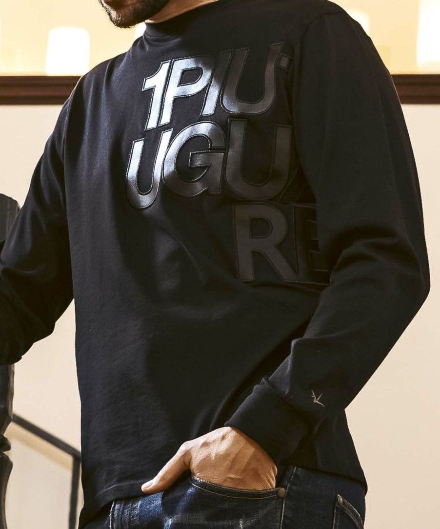 フェイクレザーロゴロングT | Tシャツ | ブラック | メンズ