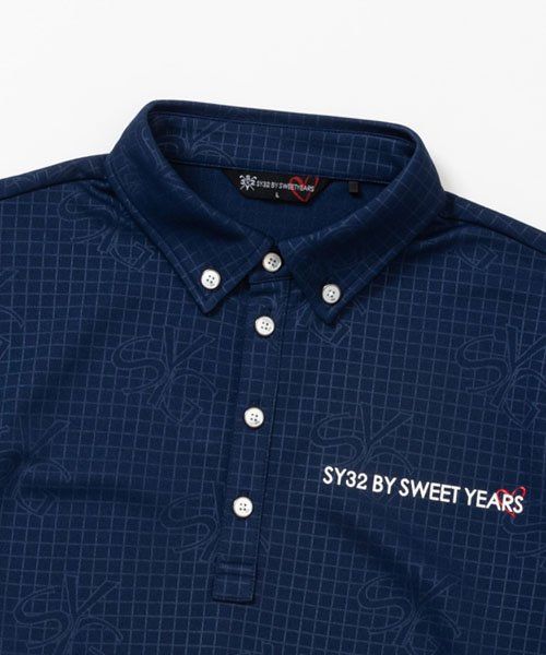 SYG GRAPHIC EMBOSS POLO | ポロシャツ | ネイビー | メンズ | ゴルフウェア