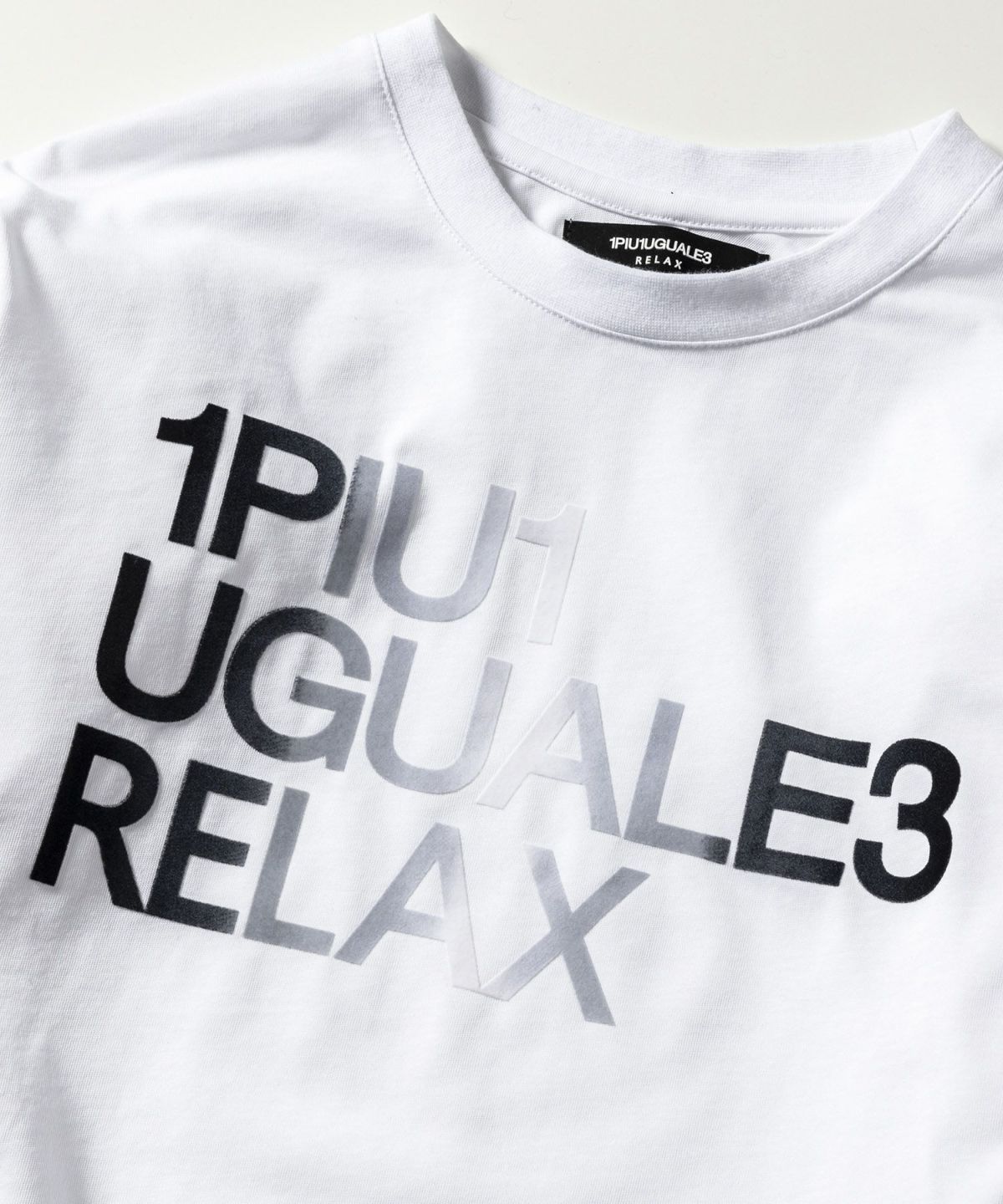 【1PIU1UGUALE3 RELAX】グラデーションフロッキーロングTシャツ 1PIU1UGUALE3 RELAX - グラデーションフロッキーロゴロングT | T
