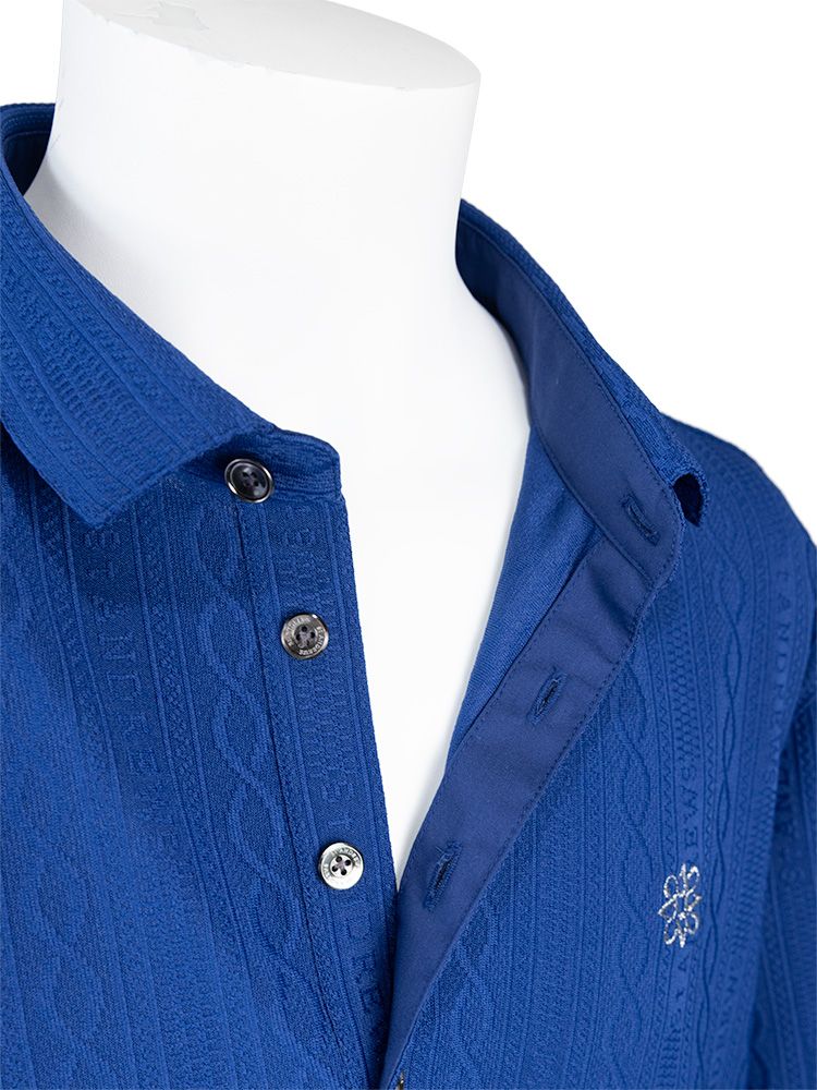 縄柄リンクス半袖シャツ (MENS) | ポロシャツ | ブルー | メンズ | ゴルフウェア