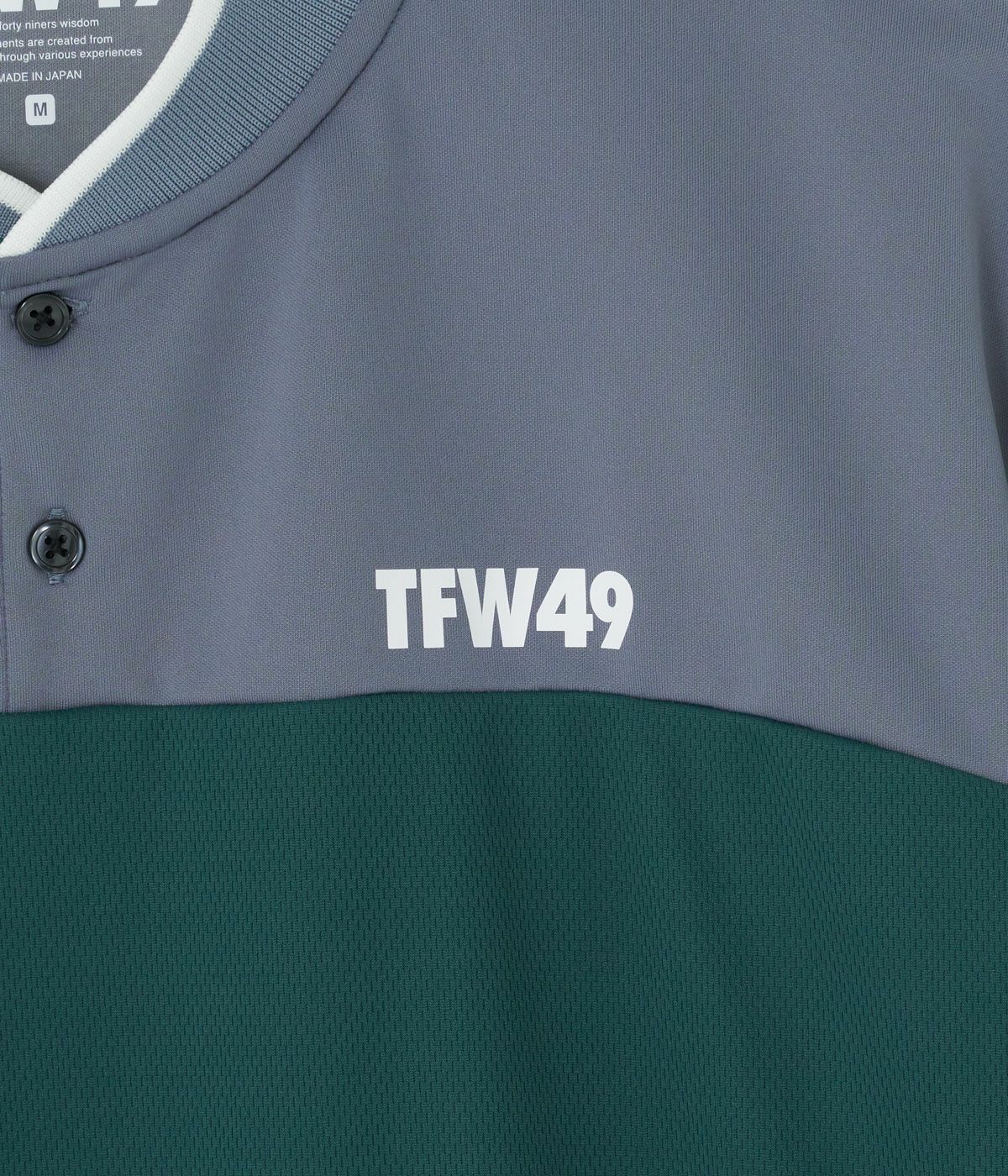 激安通販 TFW49 - COLLAR LESS LINE POLO | ポロシャツ | グリーン×ブルー メンズウェア