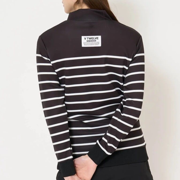 BORDER L/S MOCK | モックネックシャツ | ブラック | レディース | ゴルフウェア